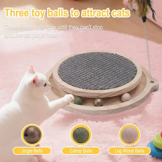 Cat Scratcher Cat Natural Sisal Scratching Pad Kitten Interactive Toy with Ball Track Ball for Chasing Hunting Mental Physical WLP Company