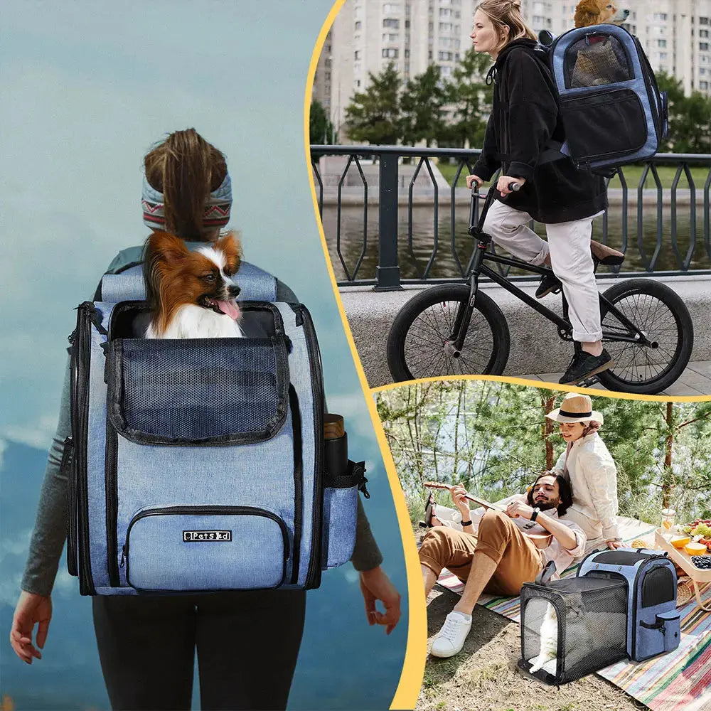 pet carrier Pet Backpack Expandable Foldable Cat Carrier for Small Medium Dog and Cat Transport Dog Bag Large Space Pets Carrier with Zipper WLP Company