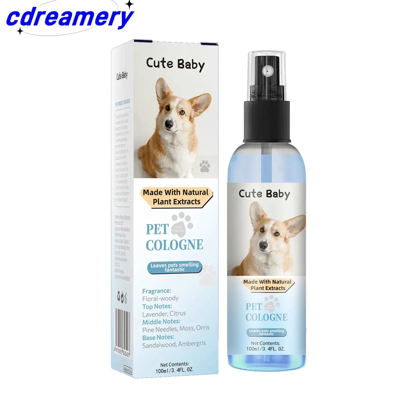 CDY 100ml Pet Perfume Spray for Cats and Dogs, Odor Eliminator and Air Freshener with Long-lasting Fragrance WLP Company