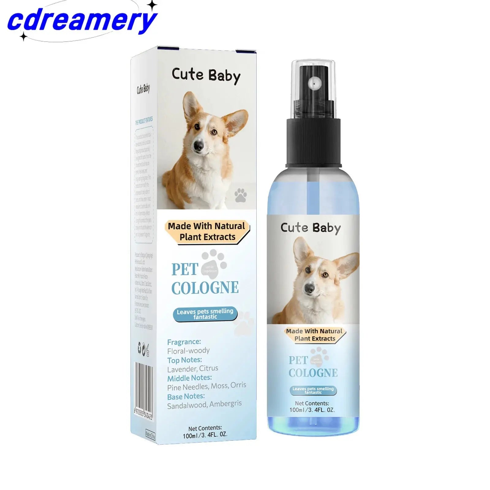 CDY 100ml Pet Perfume Spray for Cats and Dogs, Odor Eliminator and Air Freshener with Long-lasting Fragrance WLP Company