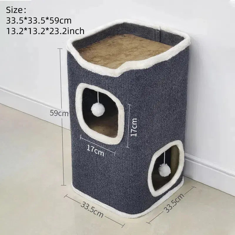 3-tiers Cat Bed Pet House Covered Cave with Soft Mat WLP Company
