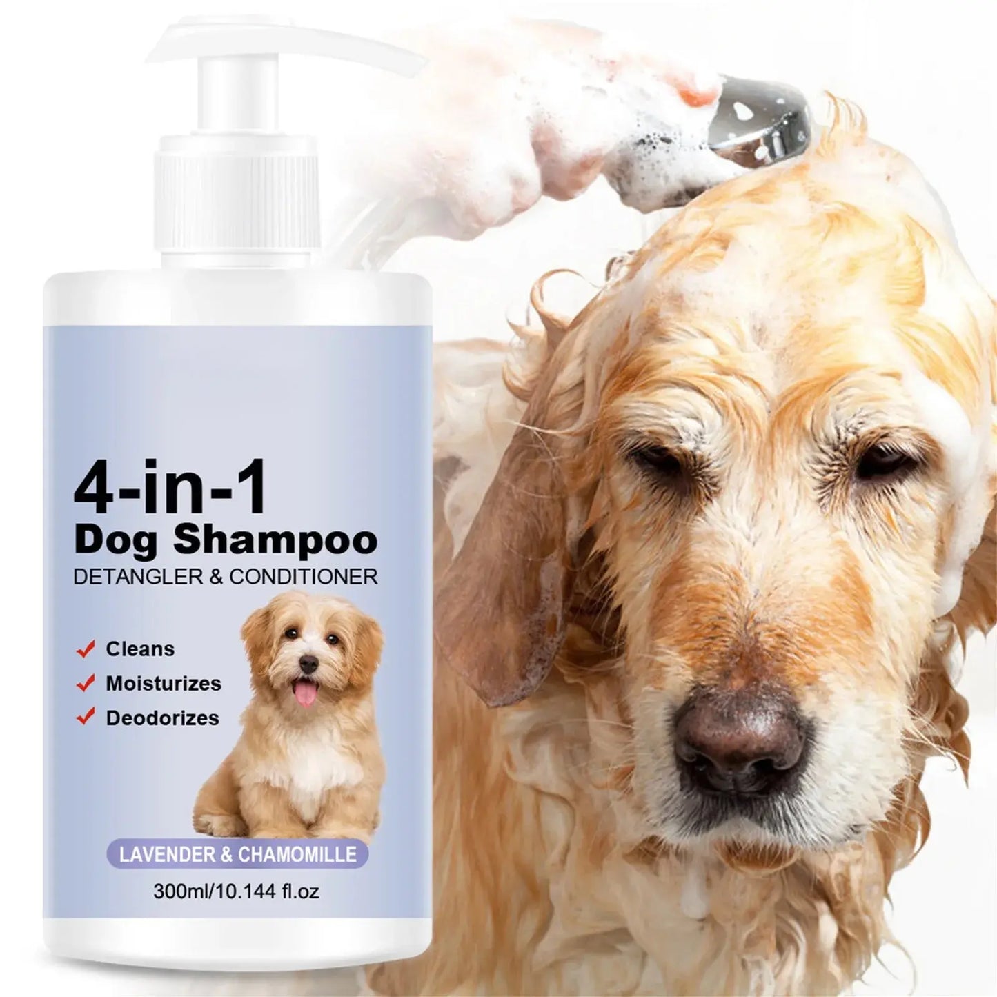 4-In-1 dog shampoo Dog Shampoo - Cleanses, Conditions, Smoothes, Moisturizes With Lavender Chamomile - Pet-Friendly Formula WLP Company