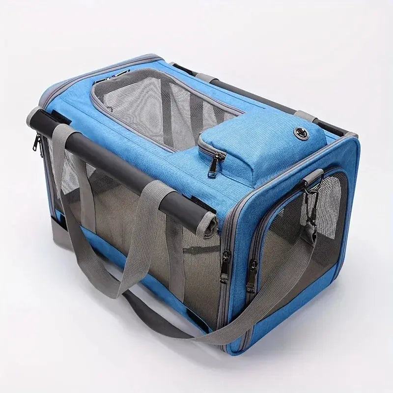 Airline Approved Cat Carrier Bag ag Mesh Breathable Folding Handbag Airline Approved Travel Pet Bag Kitten Transport Bag WLP Company