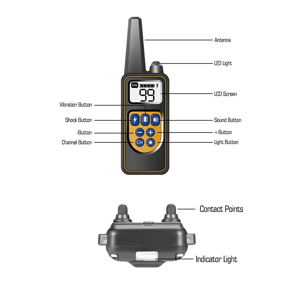 Dog Training Collar with Remote, IP67 Waterproof for 3 Dogs WLP Company