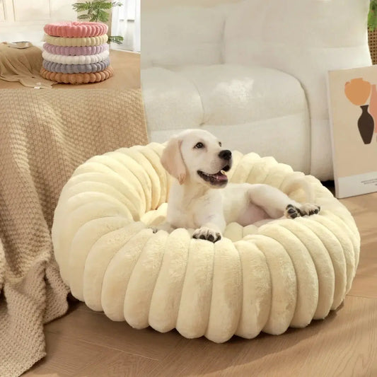 pet bed Nest High Weight Straight Strip Rabbit Plush Pet Mat Long Hair Round Cat Nest Winter Warm Dog Bed Dog Nest WLP Company
