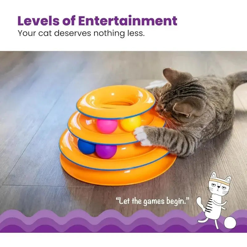 cat toy Pyramid with Balls Toy - Interactive Intelligence Training Tower WLP Company