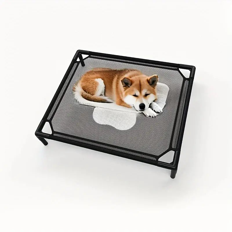 Cooling Elevated Dog Bed - Raised Dog Cot Fits, Pet Cot with Durable Supportive Mesh, Indoor & Outdoor, Black, Small Pet Bed WLP Company