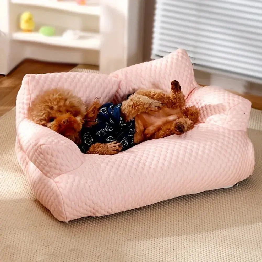 self cooling pet bed Summer Self Cooling Sofa Bed for Small/Medium Dogs/Cats Ice Silk Pearl Cotton Removable Washable Pet Bed with Nonslip Bottom WLP Company