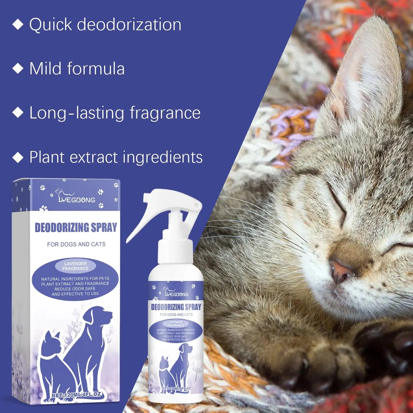 Pet Deodorant Spray for Cats & Dogs - Kitten Puppy Bad Breath Freshener Long-Lasting Perfume Odor Remover Pet Cleaning Supplies WLP Company