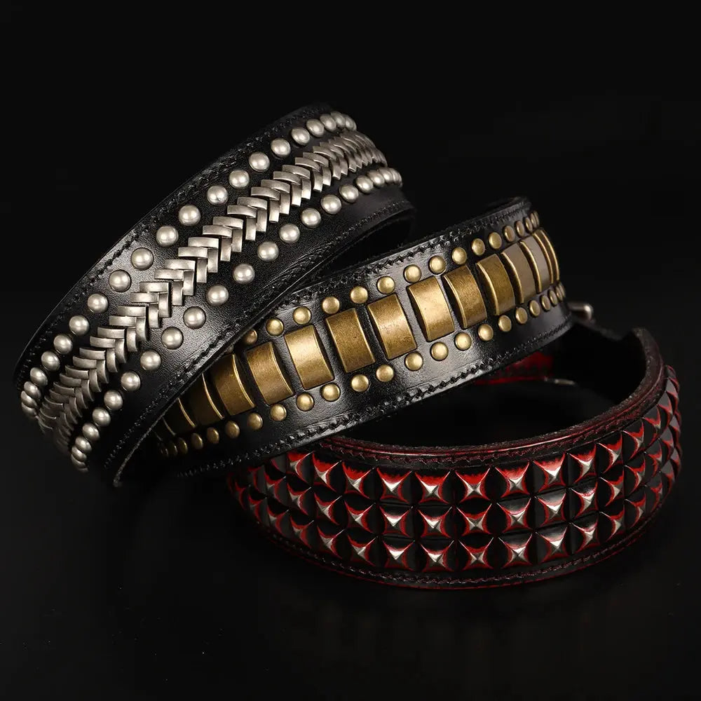luxury dog collar 2inch Wide Luxury Genuine Leather Dog Collar WLP Company