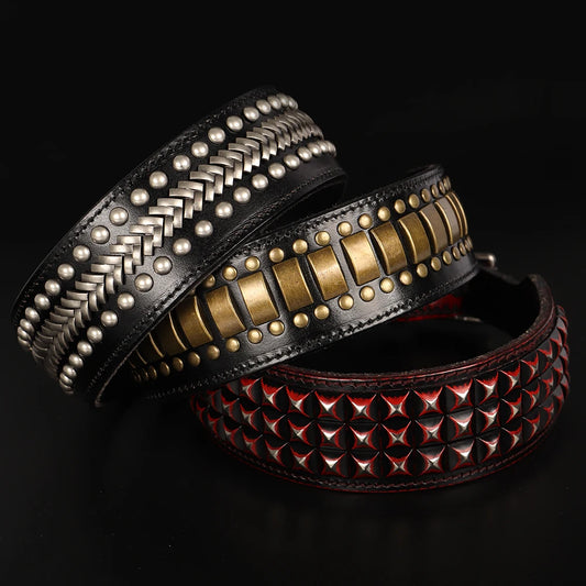 2inch Wide Luxury Genuine Leather Dog Collar