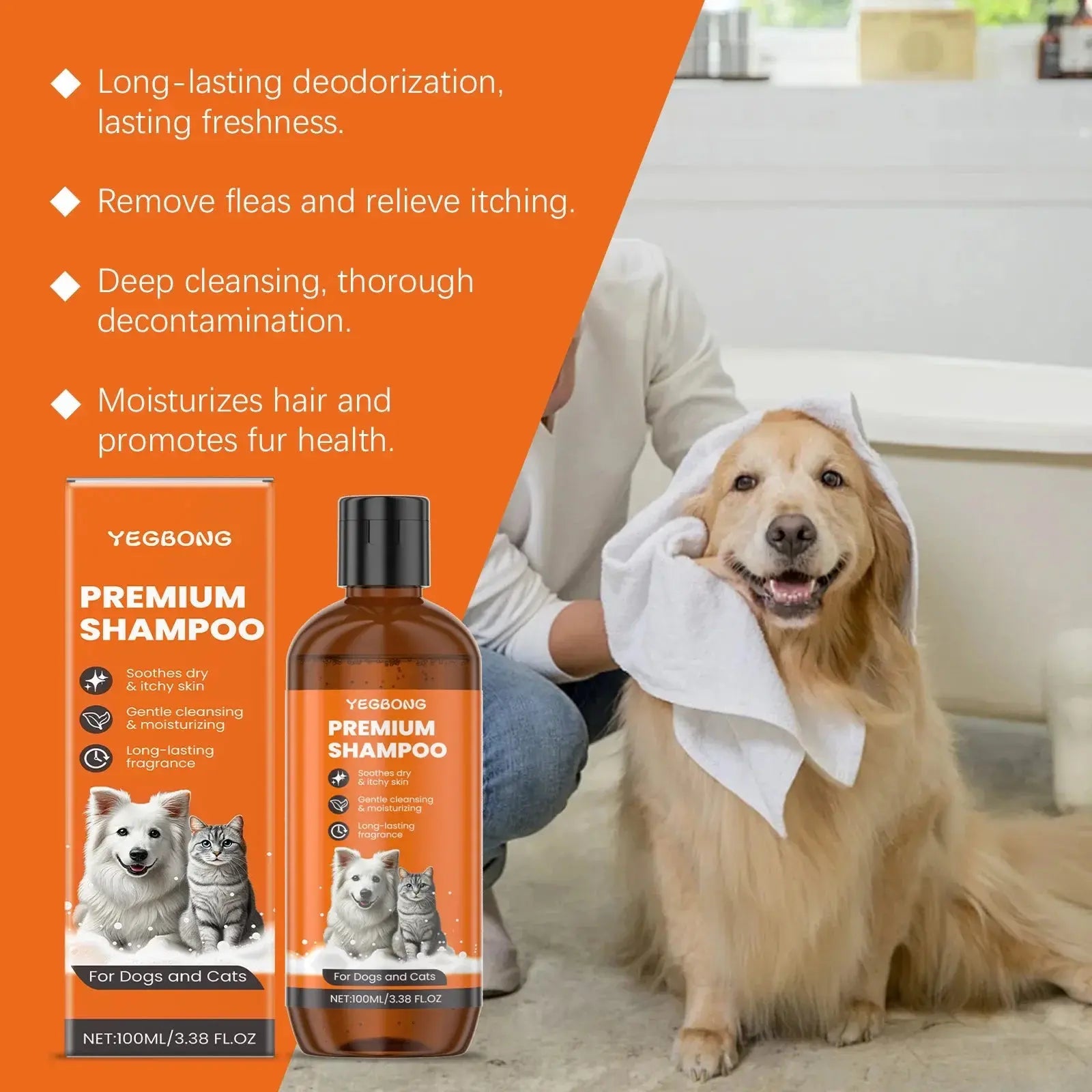 Natural Pet Shampoo for Dogs & Cats, Coconut Oil Derivative Formula WLP Company