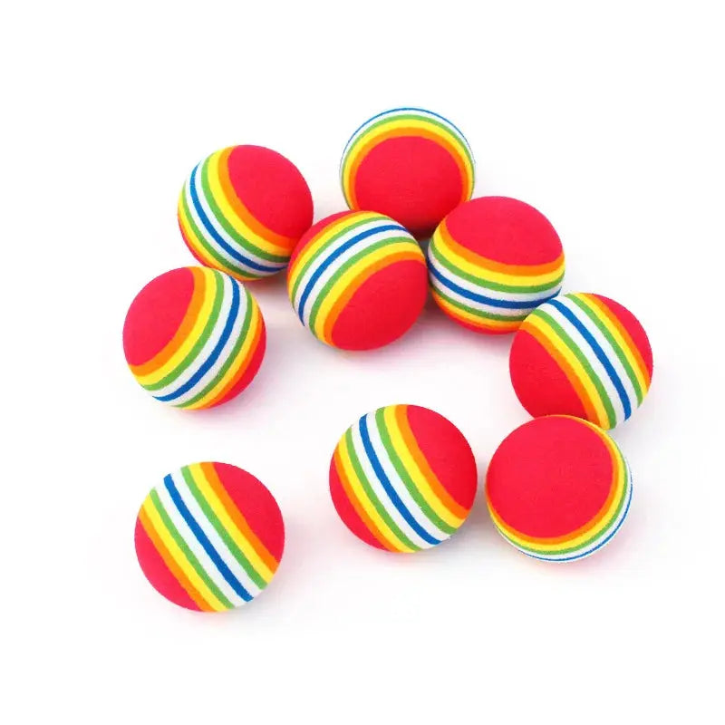10Pcs Colorful Cat Toy Ball EVA Bite-Resistant Elastic Rainbow Ball Kitten Puppy Chewing Training Interactive Toys Pet Supplies WLP Company