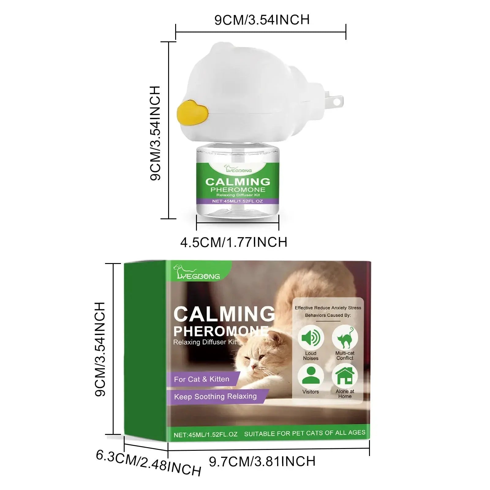 Cat Calming Diffuser Kit Refill Calming Mood Relaxing Anti Anxiety Stress Soothing Comforting Pets Pheromone Calming Diffuser WLP Company