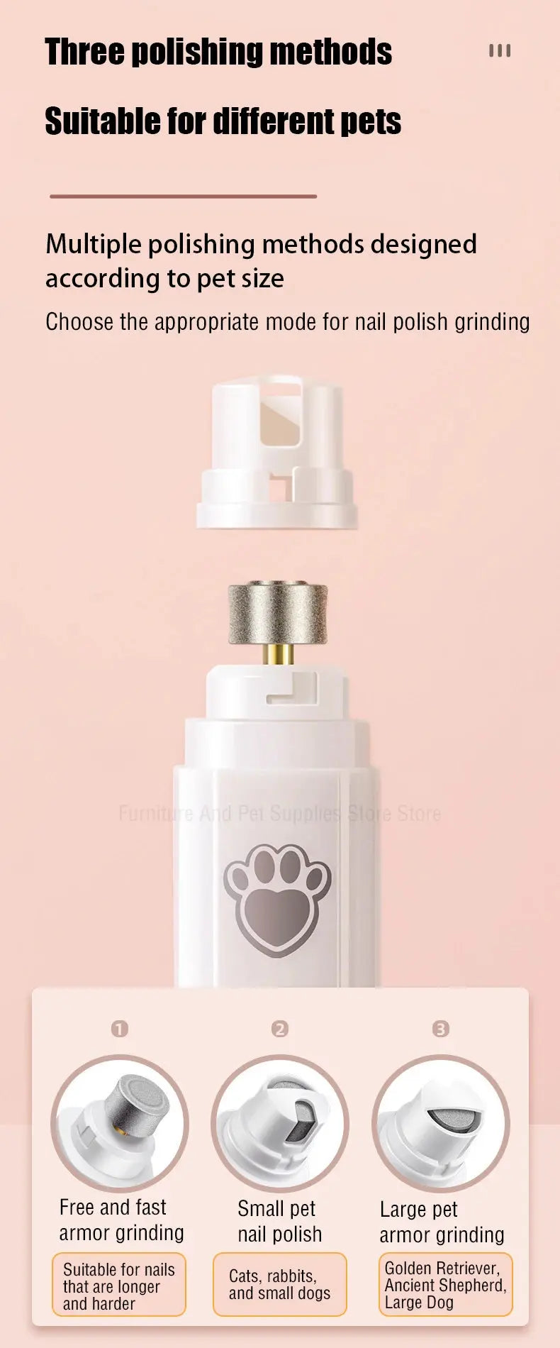 Electric Dog Nail Grinder Pet Nail Clipper USB Rechargeable Pet Nail Trimmers Painless with Polisher Wheel for Small/Large Pets WLP Company
