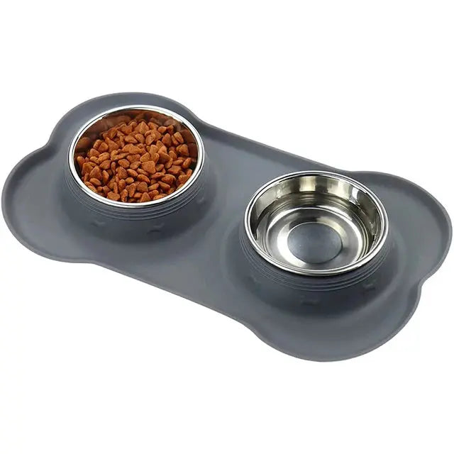 antislip dog bowl Antislip Double Dog Bowl With Silicone Durable Stainless Steel WLP Company