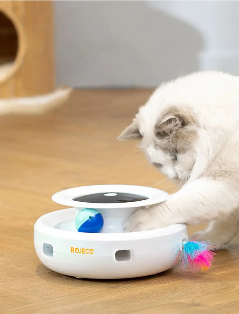 ROJECO 2 in 1 Smart Cat Toys Automatic Feather Fun Ball Toy Set WLP Company