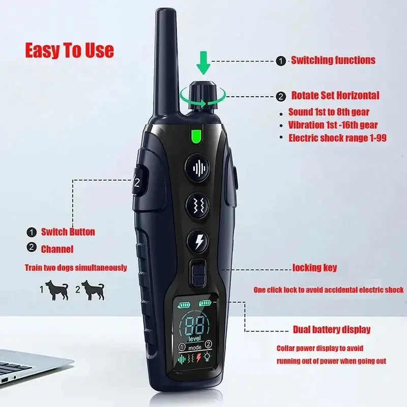 1000m Smart Dog Training Collar with Remote Electric Shocker Suitable for Preventing Dog Barking Pet Behavior Training Supplies WLP Company