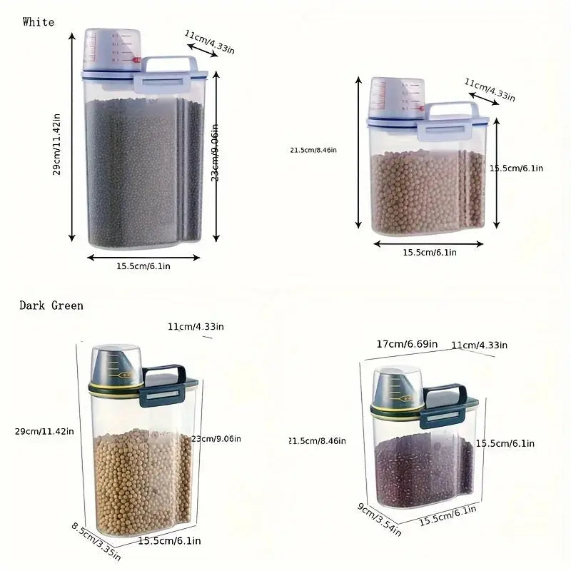 Pet Food Storage Container with Measuring Cup Handle Airtight Waterproof Pet Food Storage Dispenser Portable Buckets Feeder WLP Company