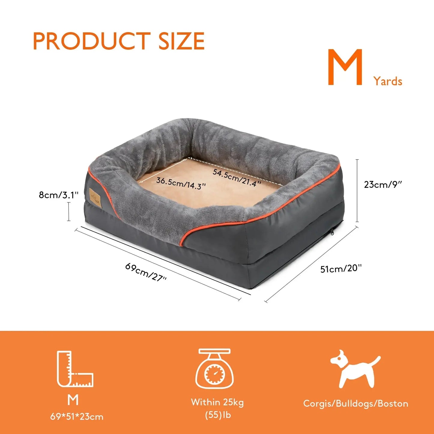 Jumbo Large Orthopedic Dog Bed Memory Foam Quilted Bolstered Pet Sofa Couch Elevated Cushion Warm Waterproof Mattress WLP Company