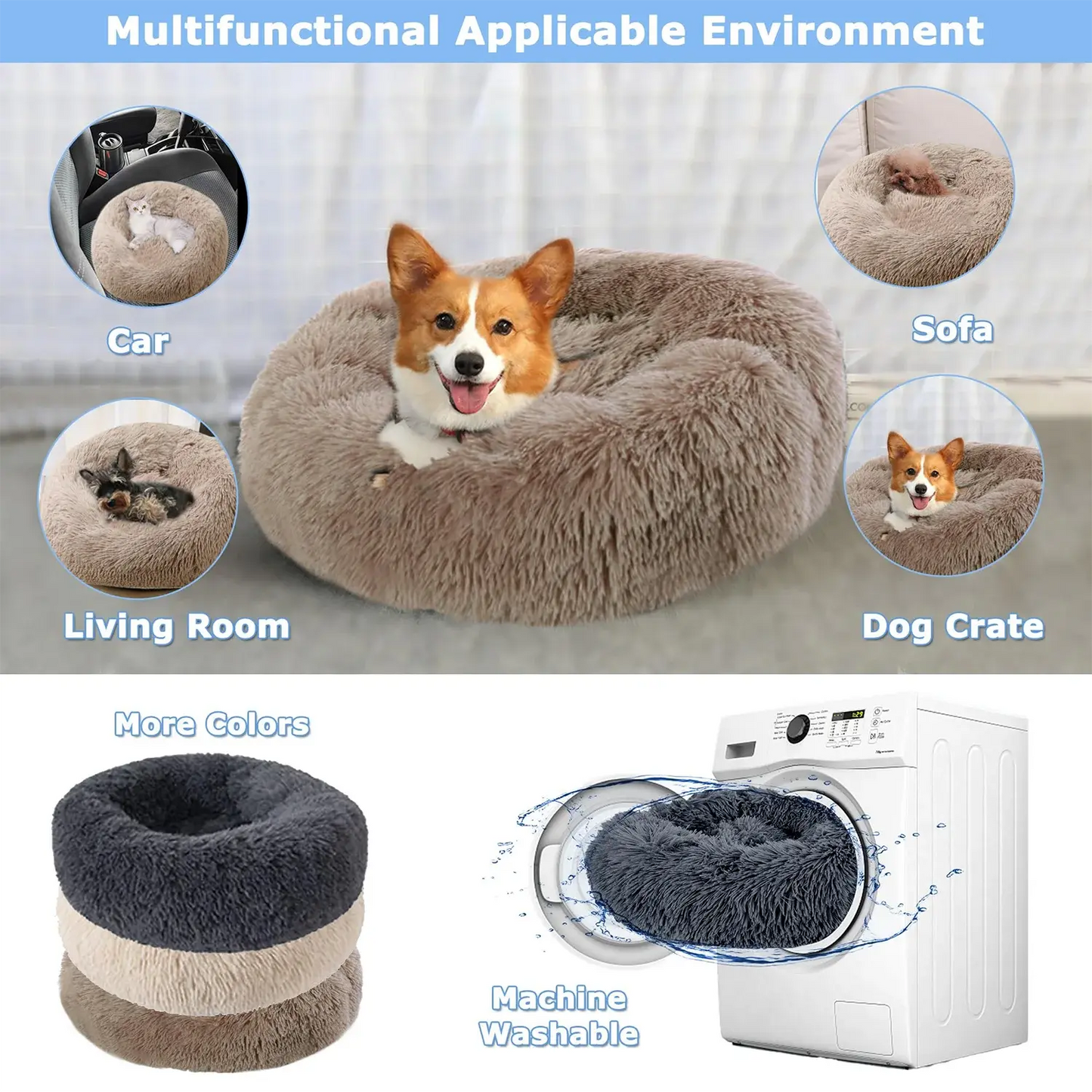 40-90cm Round Pet Bed for Large Dog Bed Super Soft Cat Bed Long Plush Dog House for Medium Dog House Winter Warm Sleeping WLP Company