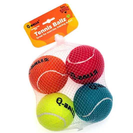 4Pcs/Set Dog Toy Q-MONSTER Thick Walled Natural Rubber Squeak Chew Balls for Dogs Tennis Interactive Bouncy Balls for Training WLP Company