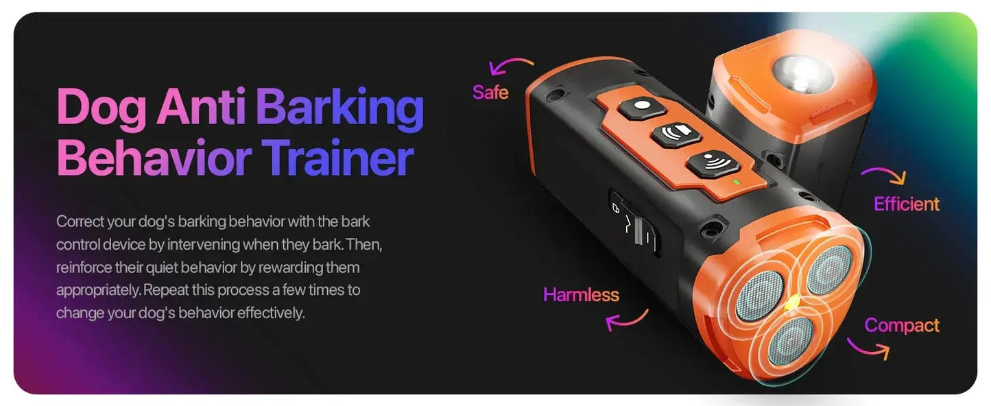 Pet Dog Repeller Ultrasonic Dog Training Device Rechargeable Anti-Bark Triple Sonic Emitter Deterrent Device with LED Flashlight WLP Company