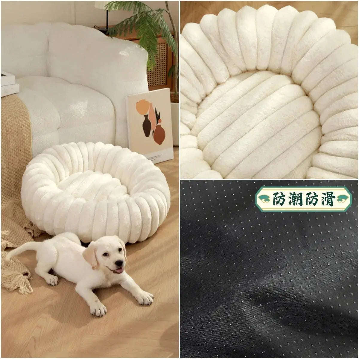 pet bed Nest High Weight Straight Strip Rabbit Plush Pet Mat Long Hair Round Cat Nest Winter Warm Dog Bed Dog Nest WLP Company