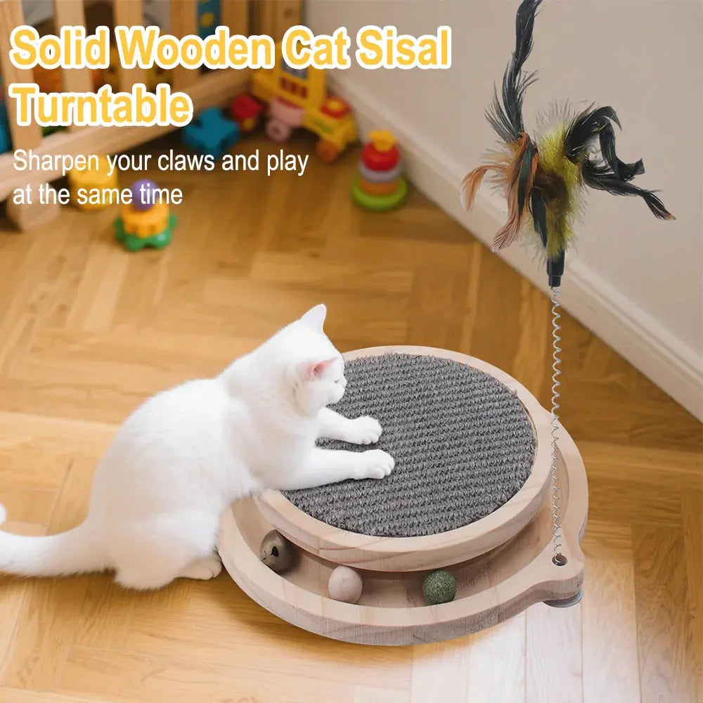 Cat Scratcher Cat Natural Sisal Scratching Pad Kitten Interactive Toy with Ball Track Ball for Chasing Hunting Mental Physical WLP Company