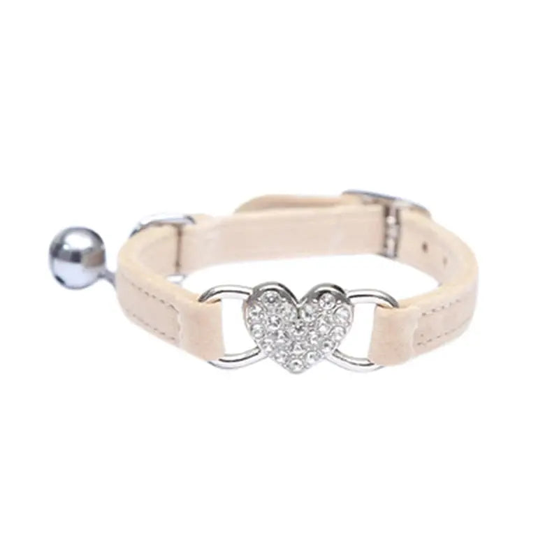 heart charm collar New Heart Charm And Bell Cat and Small Dog Collar WLP Company