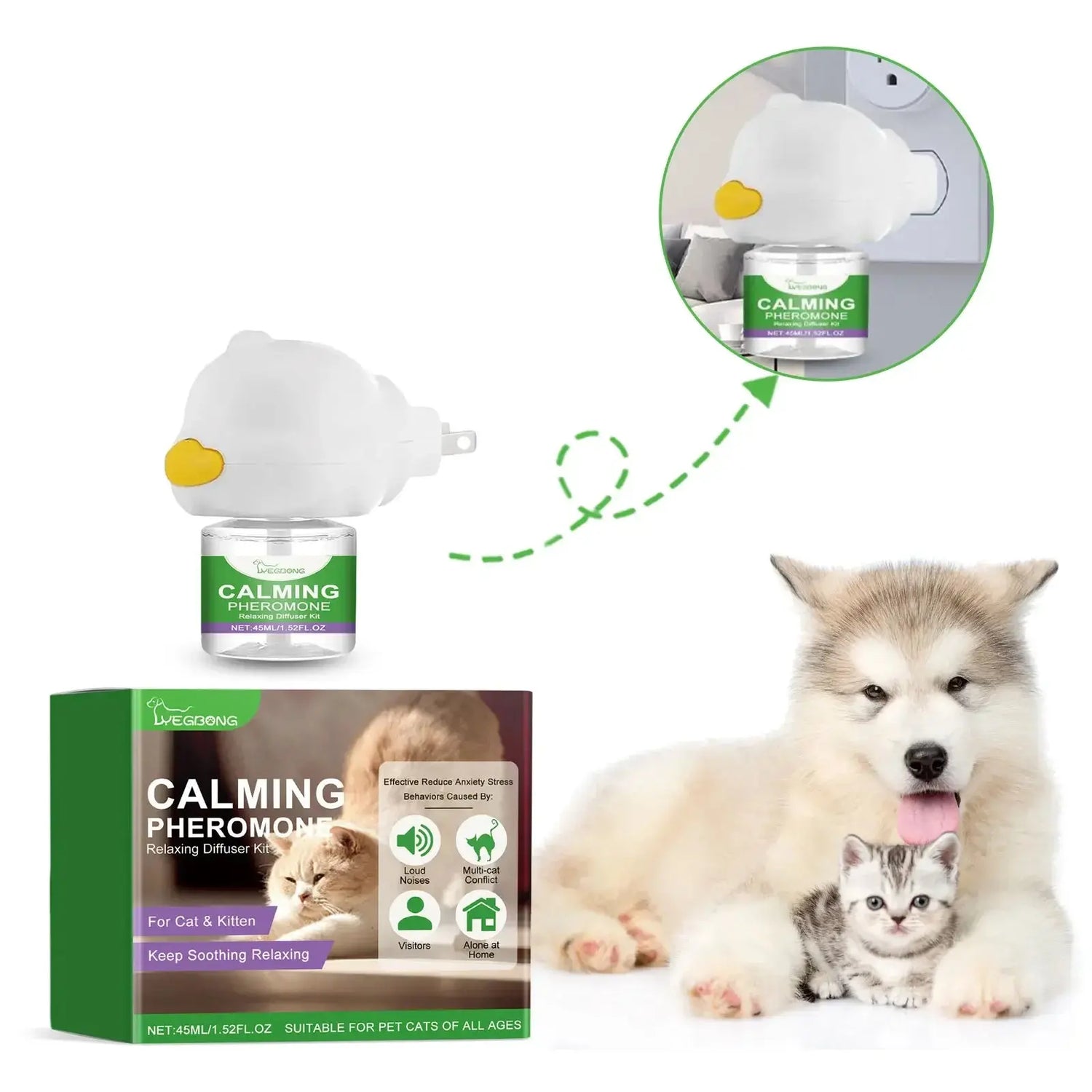 Cat Calming Diffuser Kit Refill Calming Mood Relaxing Anti Anxiety Stress Soothing Comforting Pets Pheromone Calming Diffuser WLP Company