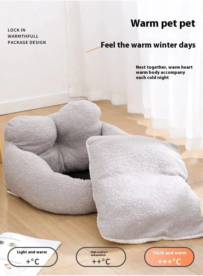 Winter Dog Kennel Can Be Disassembled and Washed, Thickened Cat Warmth Cat Kennel Teddy Fur Warm and Comfortable Pet Supplies WLP Company