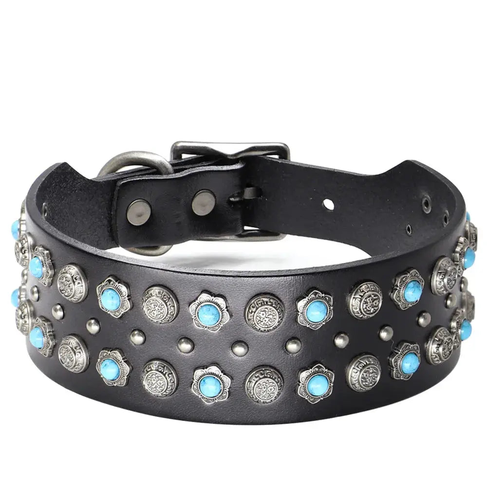 luxury dog collar 2inch Wide Luxury Genuine Leather Dog Collar WLP Company