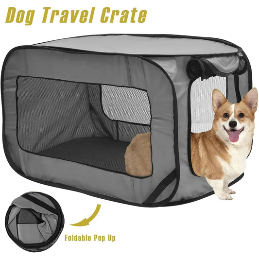 Dog Travel Crate Portable Pop Up Dog Crate with Zipper Mesh Door Foldable Small Dog Seat Kennel for Indoor Outdoor Puppy Cat WLP Company