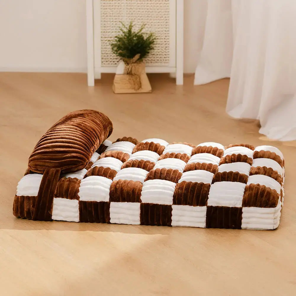 handmade dog beds Handmade Plush Square Orthopedic Support with Pillow Large and Small Dog Beds Warm and Soft Dog Comfort Pads Pet Mattresses WLP Company