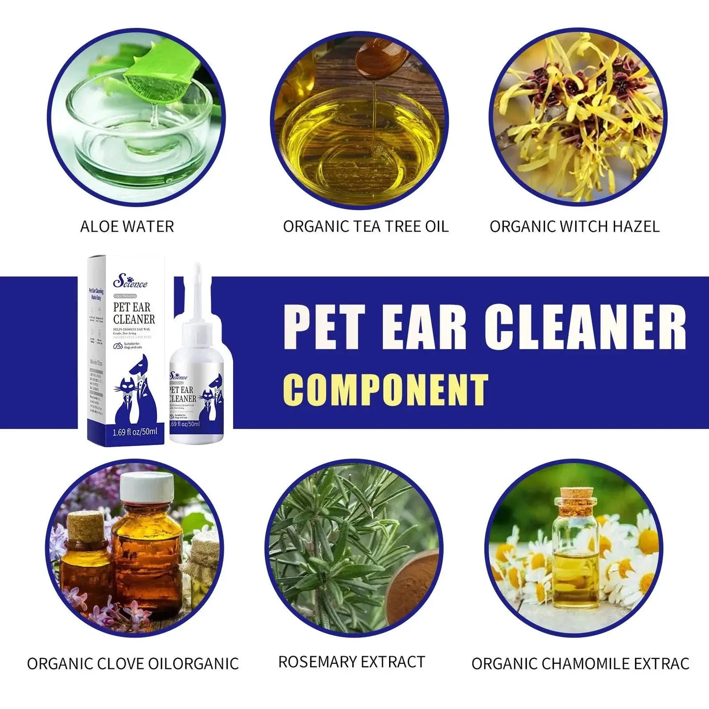 50 ml Pet Ear Drops Gentle Cleaning Ear Mites And Earwax In Cats & Dogs Inhibiting Ear Bacteria WLP Company
