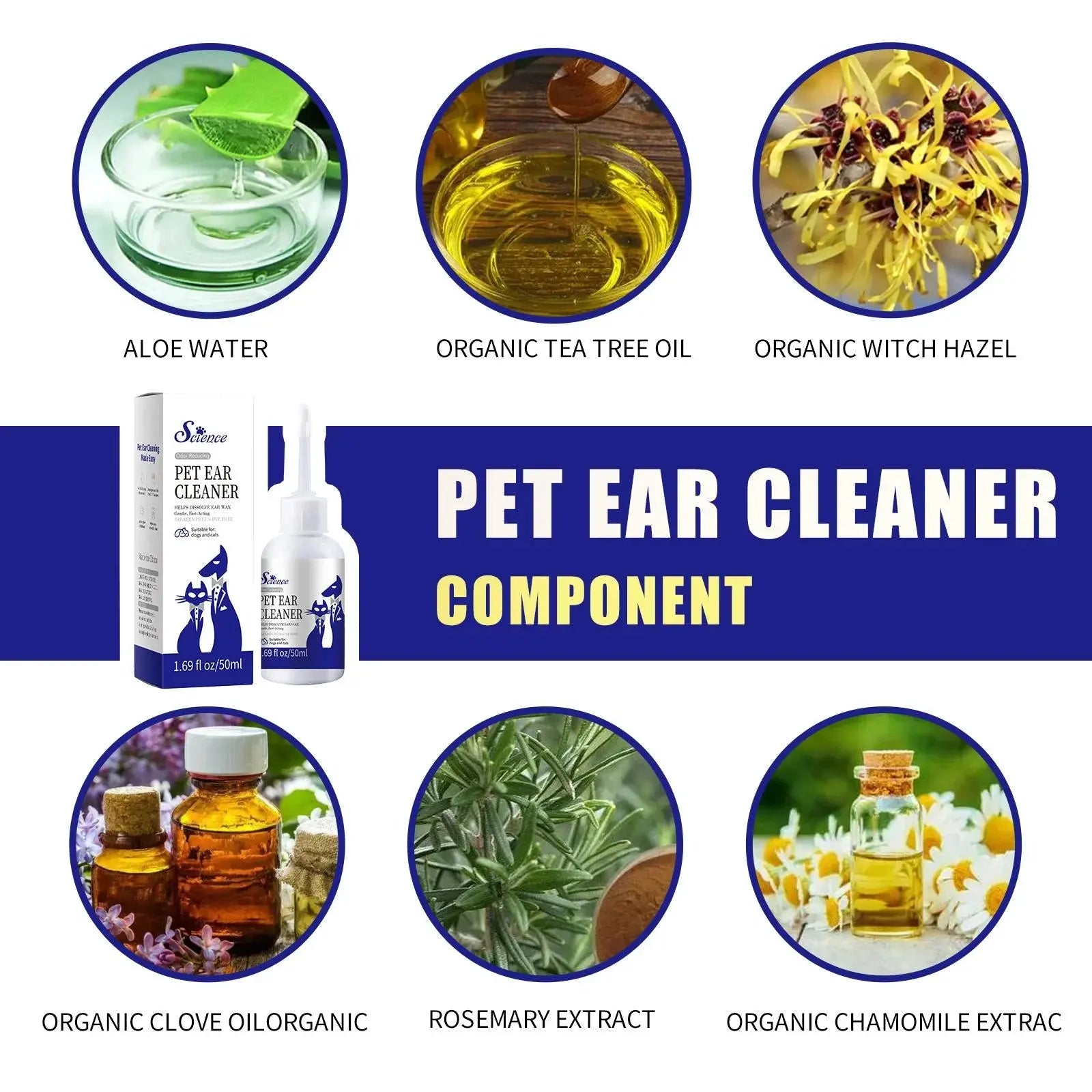 50 ml Pet Ear Drops Gentle Cleaning Ear Mites And Earwax In Cats & Dogs Inhibiting Ear Bacteria WLP Company