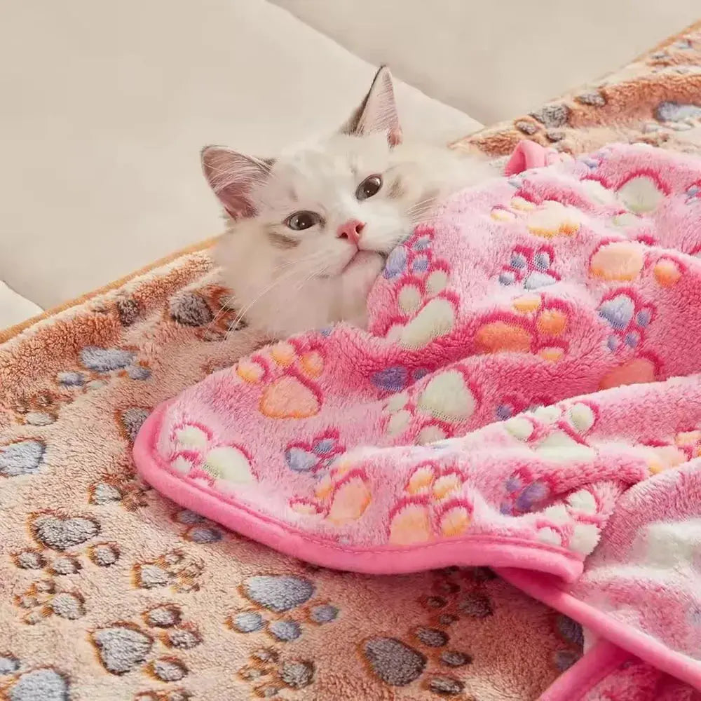 Dog Blanket Washable Fuzzy Soft Pet Mat Throw Cover for Kennel Crate Bed Cute Paw Pattern Puppy Cat Bed Blanket Mat Pet Blankets WLP Company