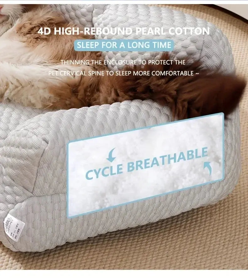 self cooling pet bed Summer Self Cooling Sofa Bed for Small/Medium Dogs/Cats Ice Silk Pearl Cotton Removable Washable Pet Bed with Nonslip Bottom WLP Company