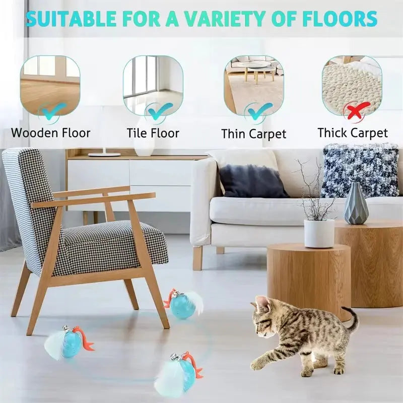 Cat Toys, Turbo Tail Popper Cat Toy 2-Speed Interactive Turbo Tail Mouse Cat Ball Toy Touch Control and Sound Control Smart Star WLP Company