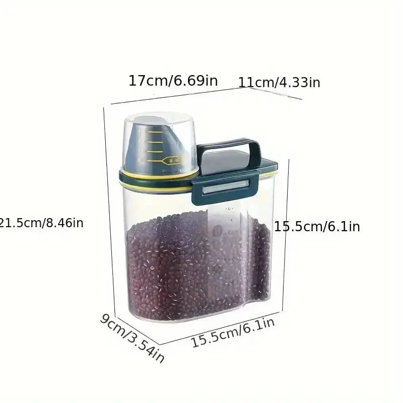 Pet Food Storage Container with Measuring Cup Handle Airtight Waterproof Pet Food Storage Dispenser Portable Buckets Feeder WLP Company