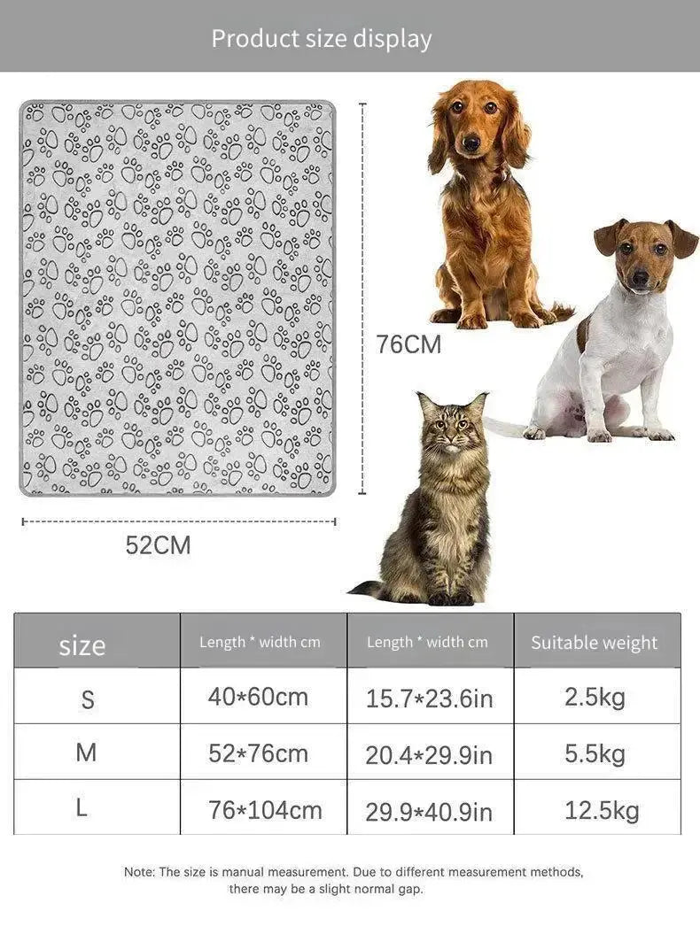 2PCS Soft Fluffy High Quality Pet Blanket Cute Cartoon Pattern Paw Print Dog Pet Mat Warm and Comfortable Blanket for Cat Dogs WLP Company