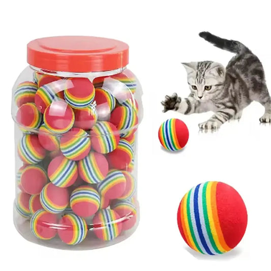 3/5/10 Rainbow Cat Toy Balls Striped Elastic Balls Wear resistant and Bite resistant Rubber Balls Suitable for Cats to Play with WLP Company