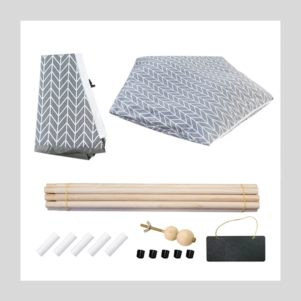 Extra Large Dog Tent - Perfect for Unrestricted Rolling - Linen & Wood Teepee
