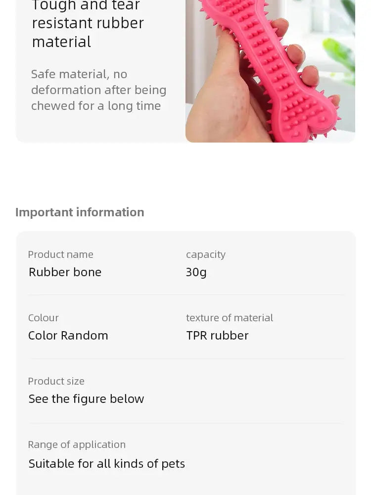 1PC Pet Chew Toy Soft Rubber Bite-resistance Bone Shape Teeth Grinding Chewing Toys for Small Dogs Training Pet Supplies WLP Company