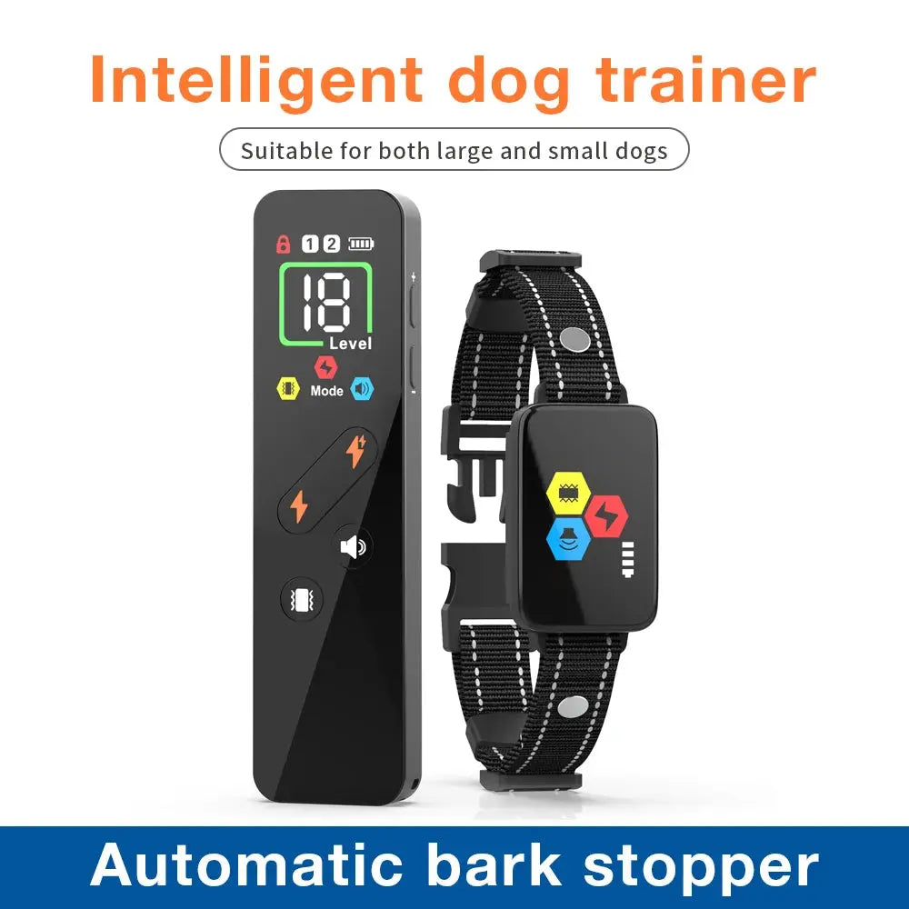 New D25T Dog Training Collar Color Screen Remote Control Dog Trainer Shock Vibration Stop Barking Collar for All Size Dogs WLP Company