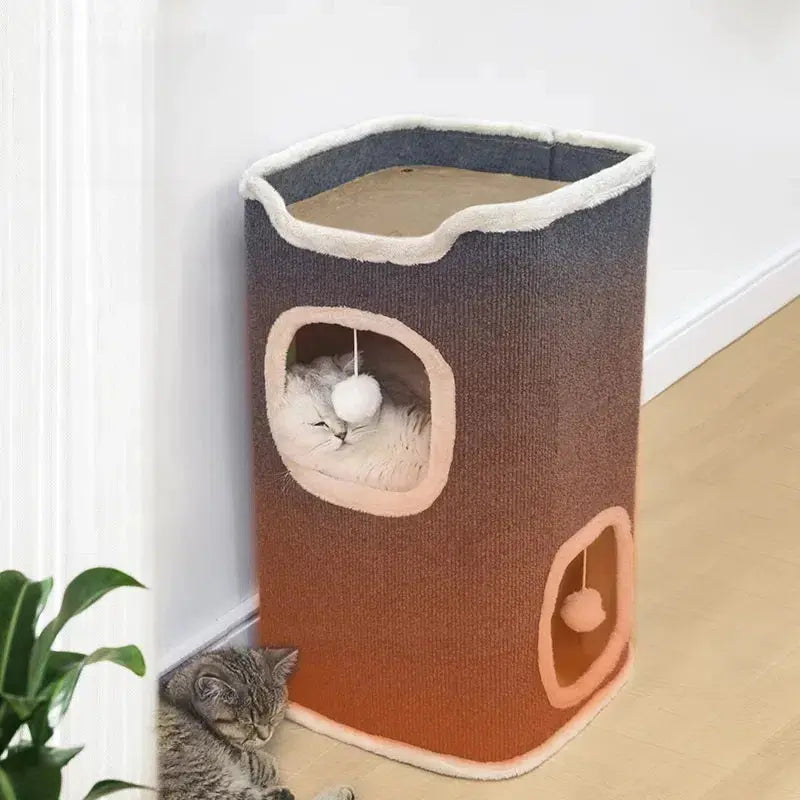 3-tiers Cat Bed Pet House Covered Cave with Soft Mat WLP Company