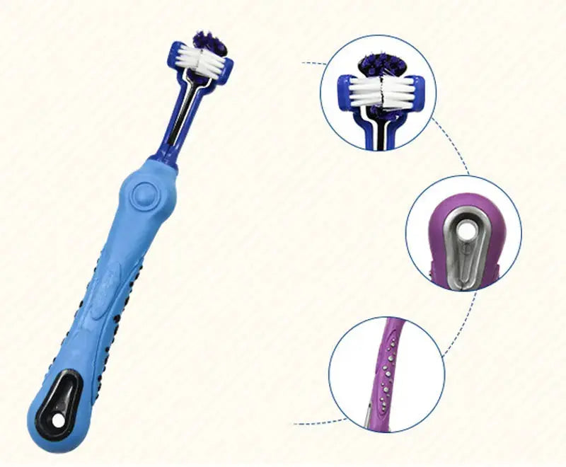 Three Sided Pet Toothbrush Multi-angle Toothbrush Cleaning Dog Cat Brush Bad Breath Pet Dental Care Cat Cleaning Mouth WLP Company
