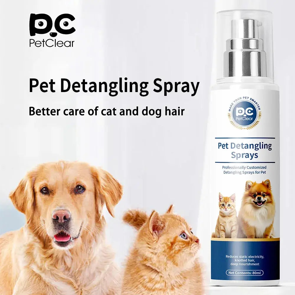 PETCLEAR Dog Cat Hair Detangling Spray 80ml Pet Detangler Spray for Matted Hair Cat Hair Regrowth Spray Dog Comforting Soothing WLP Company