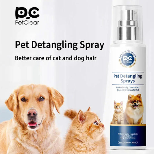 PETCLEAR Dog Cat Hair Detangling Spray 80ml Pet Detangler Spray for Matted Hair Cat Hair Regrowth Spray Dog Comforting Soothing WLP Company